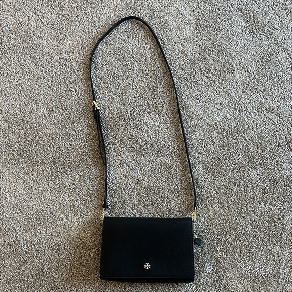 Tory Burch Handbags - Tory Burch Black Leather Crossbody Shoulder Bag with Gold Hardware